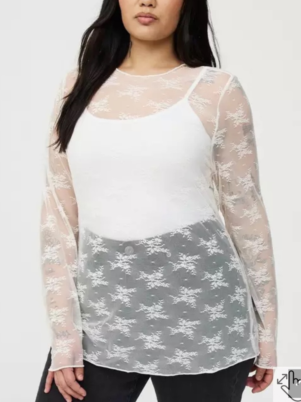 torrid White Sheer Floral Lace Long Sleeve Top